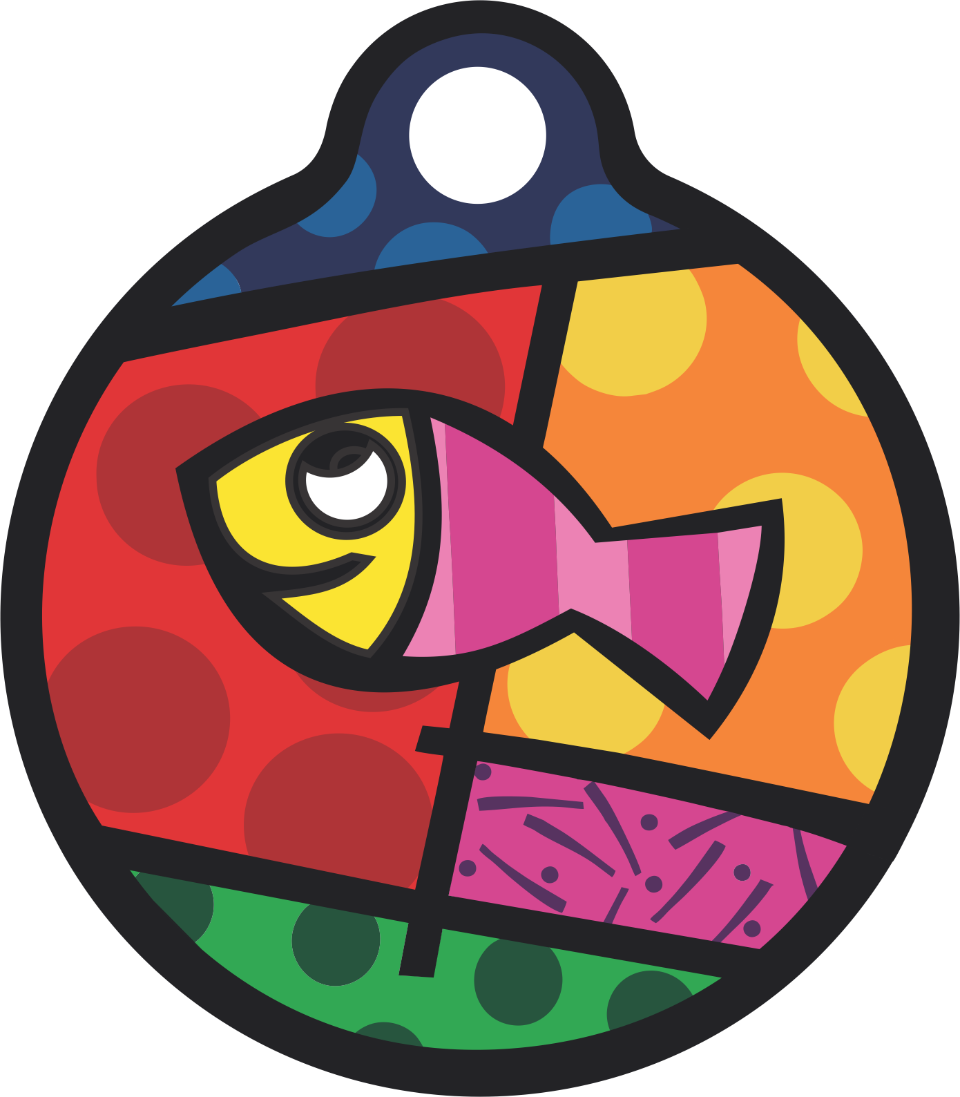 PACOTE DE PLACAS MEDALHA PEQUENA-(QTD: 5)-PEIXINHO EM CORES