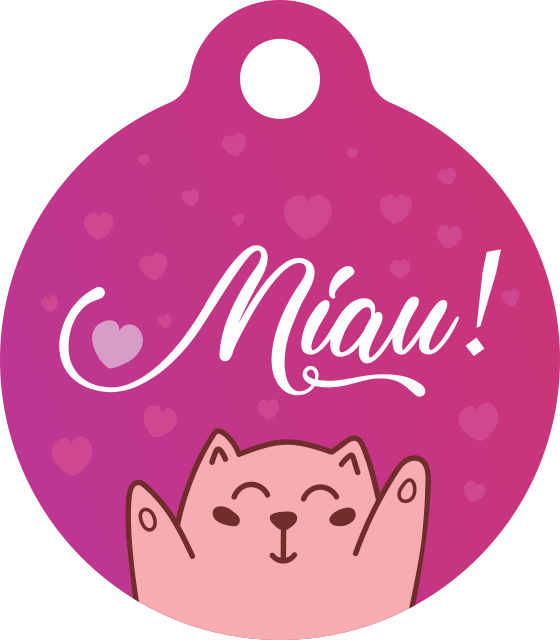 PACOTE DE PLACAS MEDALHA PEQUENA-(QTD: 5)-MIAU ROSA