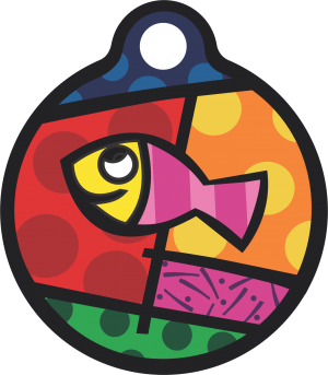 PACOTE DE PLACAS MEDALHA PEQUENA-(QTD: 5)-PEIXINHO EM CORES